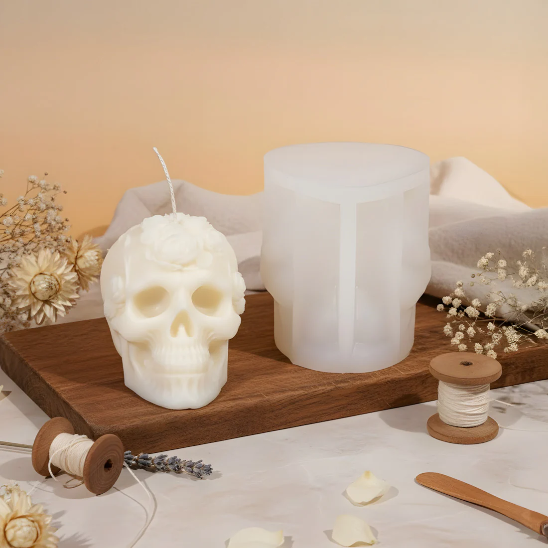 Moule bougie CrĂąne fleuri - Silicone