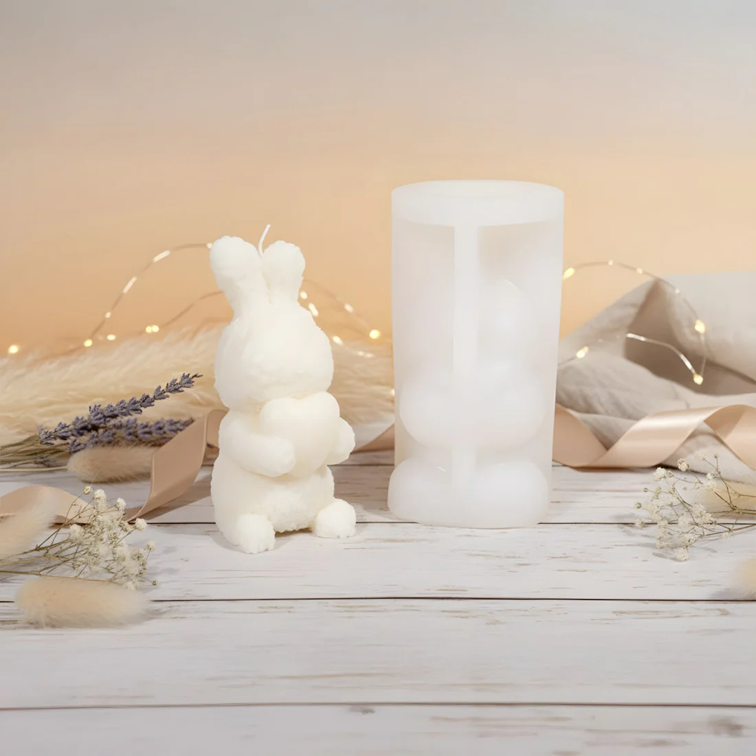 Moule bougie Lapin coeur - Silicone