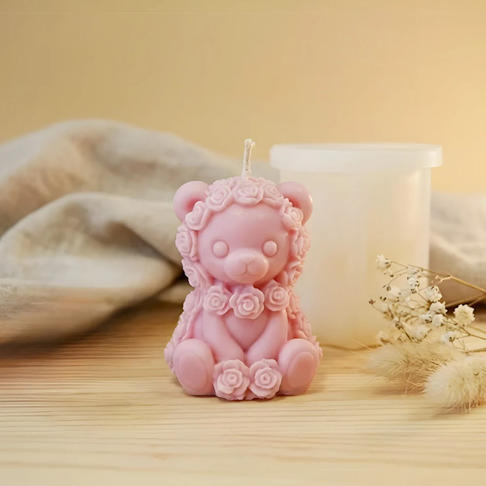 Moule bougie Ours roses - Silicone