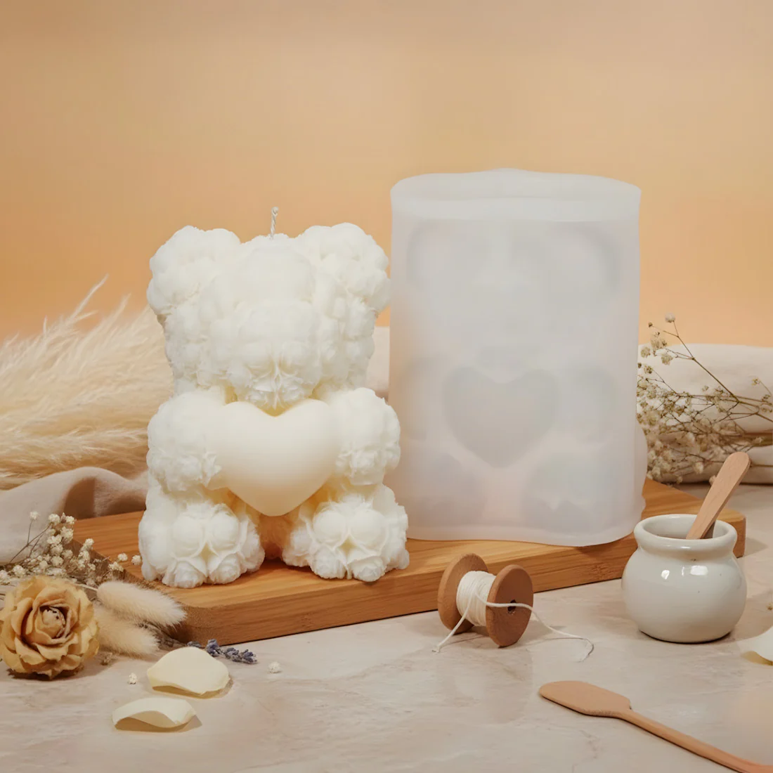 Moule bougie Ours coeur - Silicone