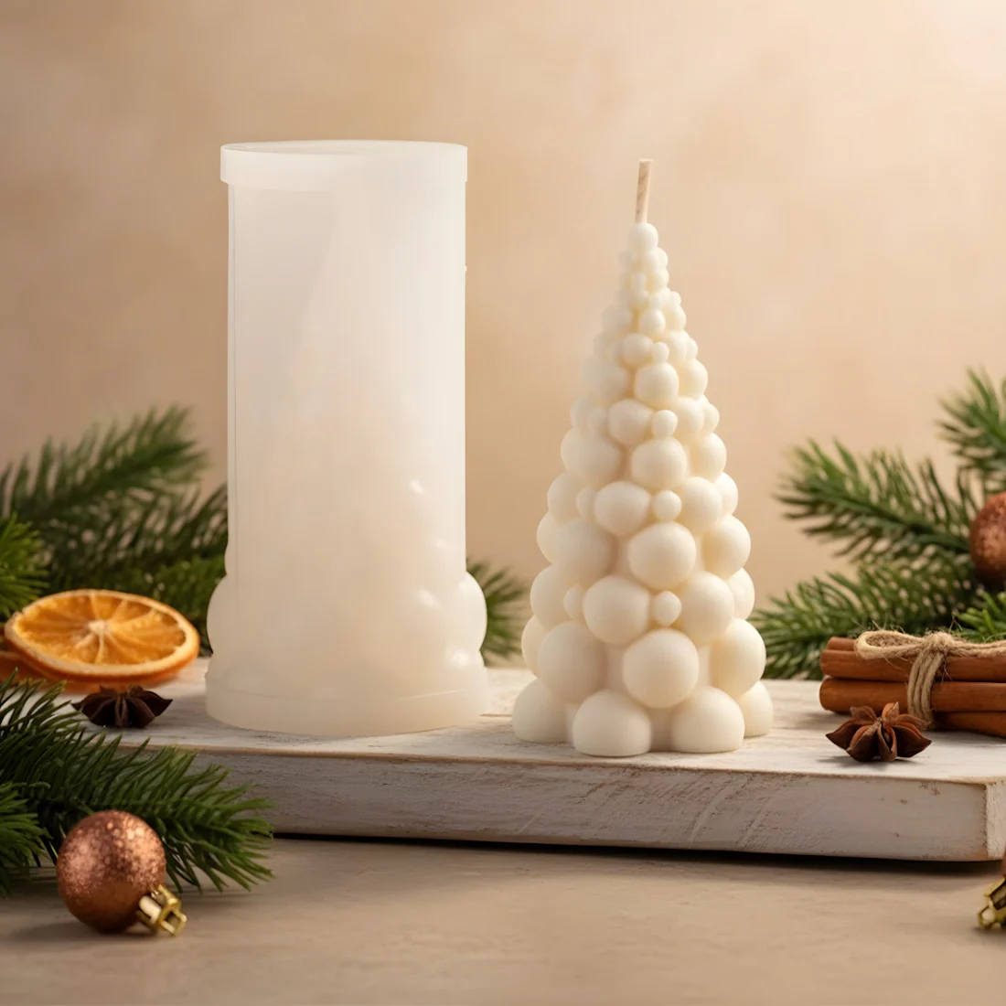 Moule bougie Sapin boule - Silicone